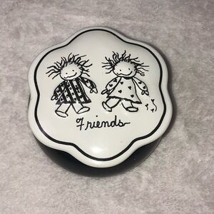 Enesco Children of the Inner Light FRIENDS Keepsake Box Trinket Jar Black/White